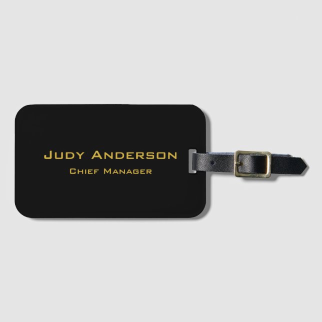 Metallic Gold & Black Professional Modern Elegant Luggage Tag (Front Horizontal)