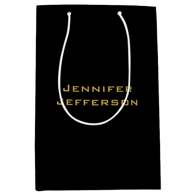 Metallic Gold & Black Professional Modern Elegant Medium Gift Bag (Front)