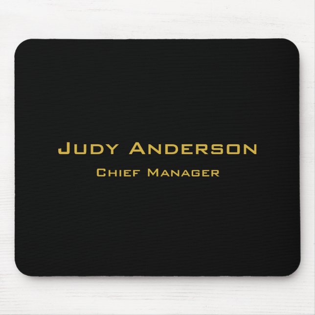 Metallic Gold & Black Professional Modern Elegant Mouse Mat (Front)