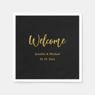 Metallic Gold & Black Professional Modern Elegant Napkin