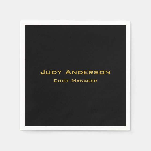 Metallic Gold & Black Professional Modern Elegant Napkin (Front)