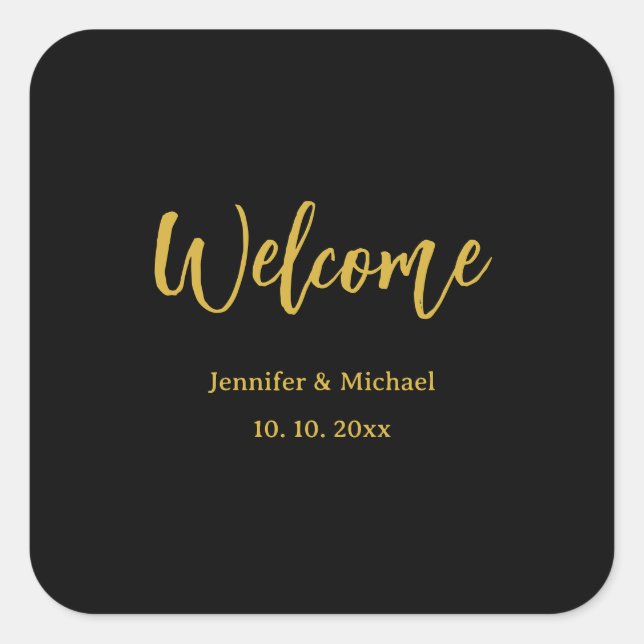 Metallic Gold & Black Professional Modern Elegant Square Sticker (Front)