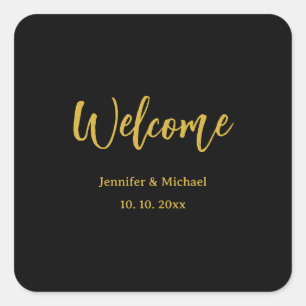 Metallic Gold & Black Professional Modern Elegant Square Sticker
