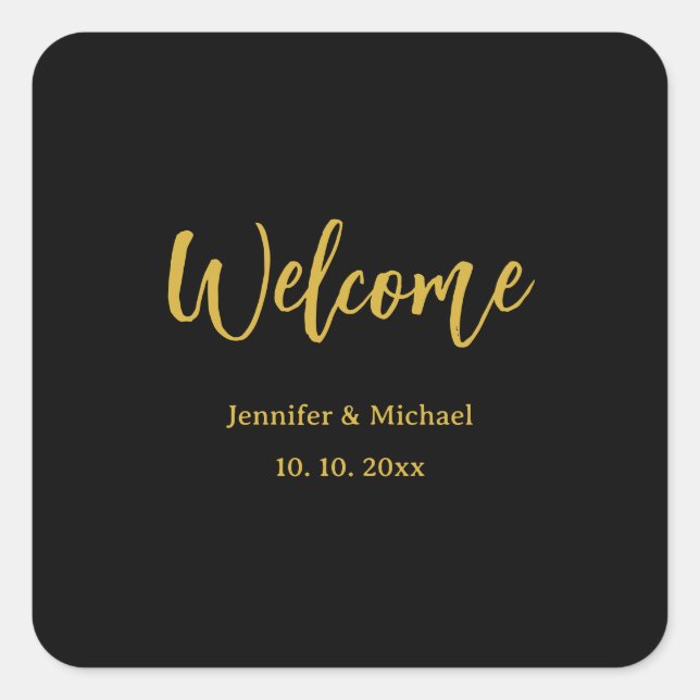 Metallic Gold & Black Professional Modern Elegant Square Sticker (Front)