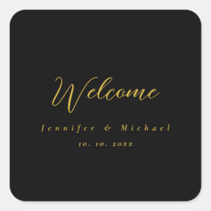 Metallic Gold & Black Professional Modern Elegant Square Sticker
