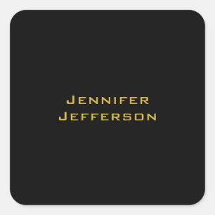 Metallic Gold & Black Professional Modern Elegant Square Sticker