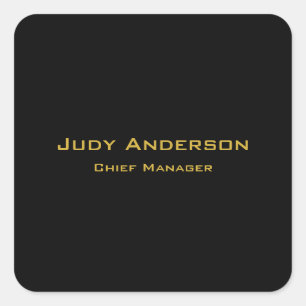 Metallic Gold & Black Professional Modern Elegant Square Sticker