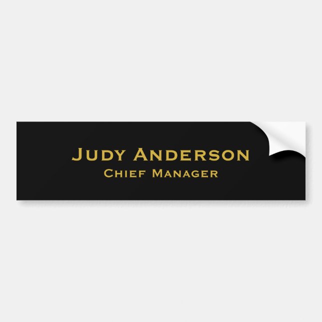 Metallic Gold & Black Professional Modern Name Pro Bumper Sticker (Front)