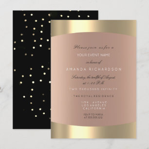 Metallic Gold Black White Minimal Sepia Rose Blush Invitation