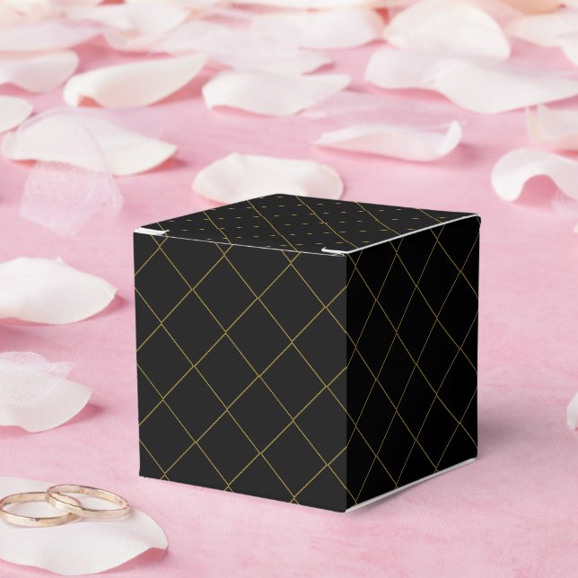 Metallic Gold Box Stripe Black Classic Favor Boxes (Wedding)