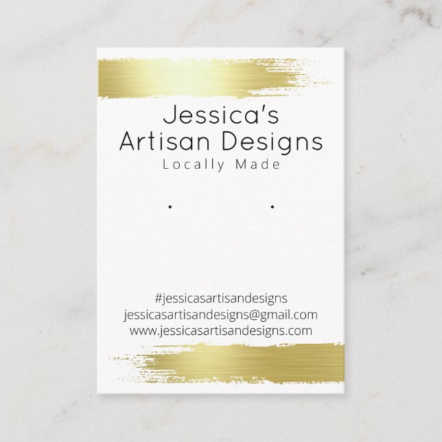 Metallic Gold Brush Handmade Jewellery Display Car Business Card (Front)