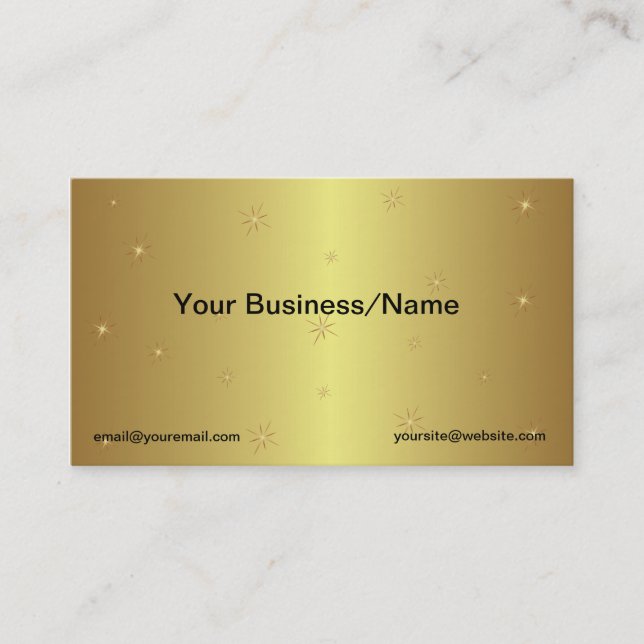 Metallic Gold Business Card with Stars (Front)