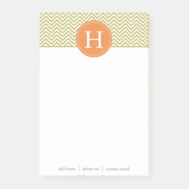 Metallic Gold Chevron Monogram2 Post-it Notes (Front)
