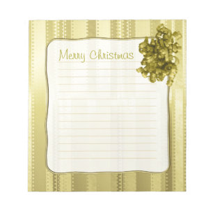 Metallic Gold Christmas Stripes of Ribbon Design Notepad