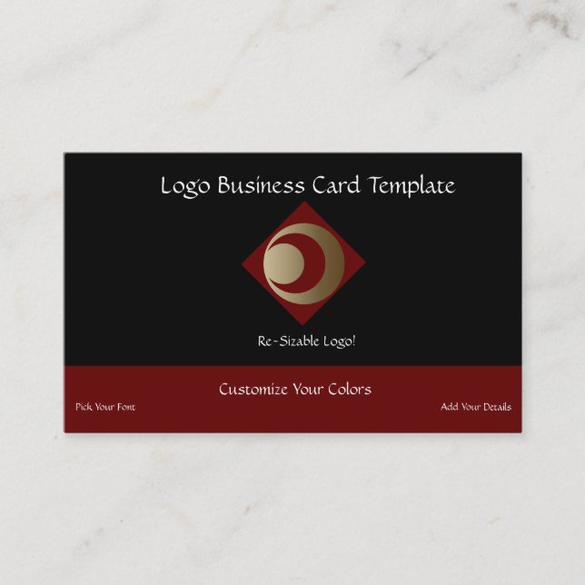 Metallic Gold Circles Logo - Planet Crescent Moon Business Card (Front)