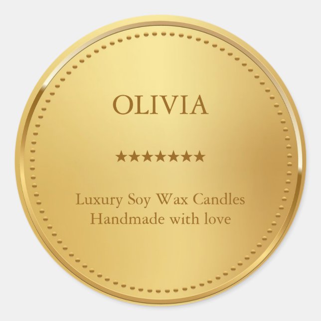 Metallic Gold Classic Round Sticker (Front)