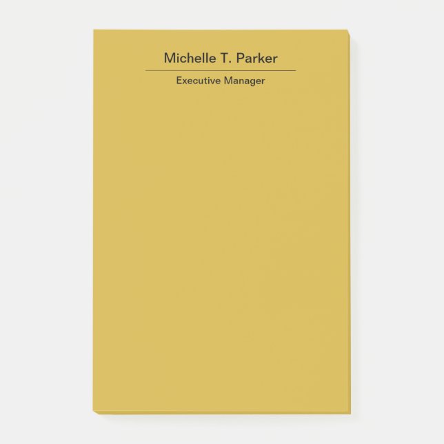 Metallic gold colour elegant plain minimalist name post-it notes (Front)