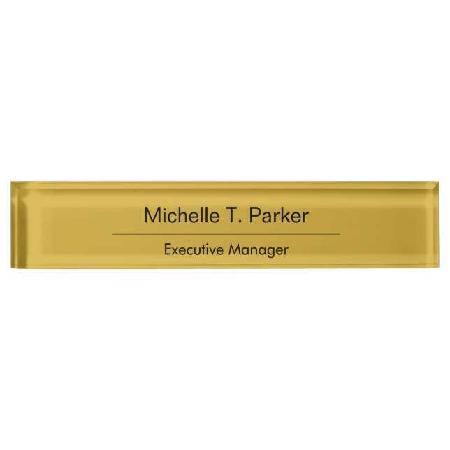 Metallic gold colour elegant plain minimalist nameplate (Front)