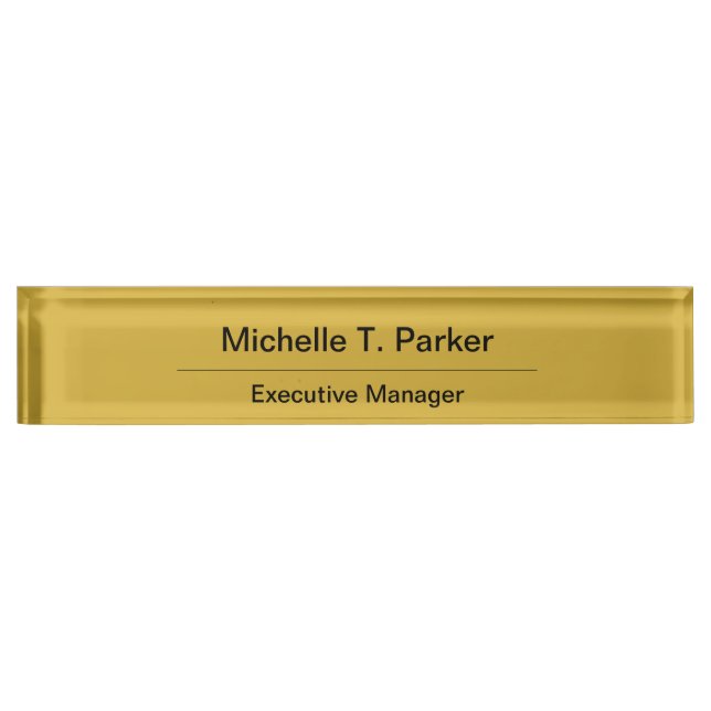 Metallic gold colour elegant plain minimalist nameplate (Front)