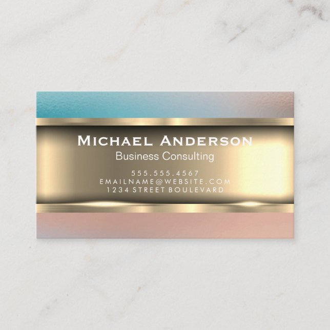 Metallic Gold | Colourful Gradient Business Card (Front)