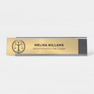 Metallic Gold Custom Logo Desk Name Plate