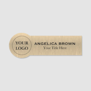 Metallic Gold Custom Logo Name Tag
