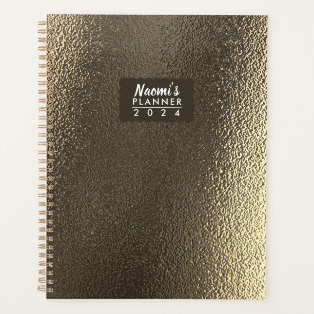 Metallic Gold Custom One-Year Weekly Planner (Front)