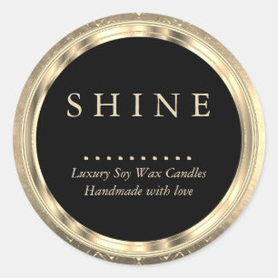 Metallic Gold Design and Black  Classic Round Sticker