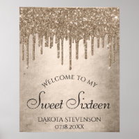 Metallic Gold Drip | Elegant Champagne Sweet 16