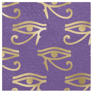 Metallic Gold Egyptian Eye on Purple Fabric