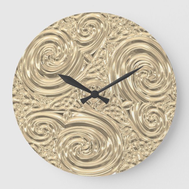 Metallic gold elegant victorian nouveau large clock (Front)