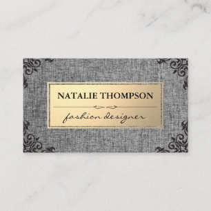 Metallic Gold / Fabric Grey / Ornate Business Card