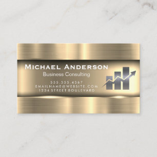Metallic Gold   Finance Bar Graph Logo Business Card