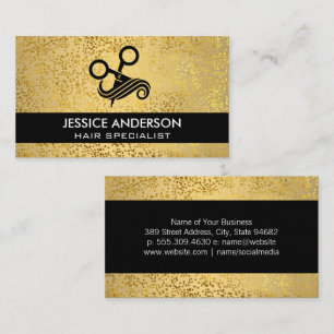 Metallic Gold Flakes   Hair Salon Logo  Business Card