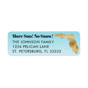 Metallic Gold Florida Map Aqua Blue New Address