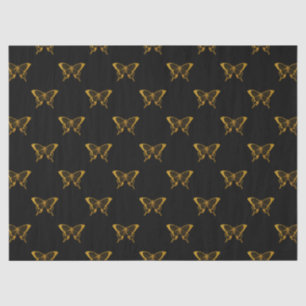 Metallic Gold Foil Butterflies on Black Tissue Paper