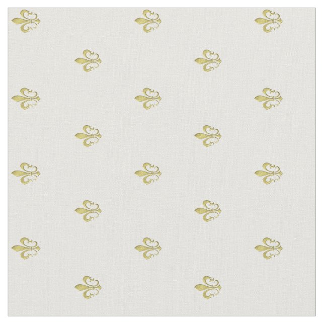 Metallic Gold French Fleur de Lis Pattern Fabric (Close Up)