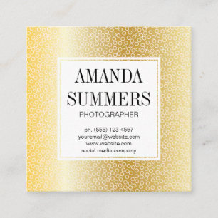 Metallic Gold   Geometric Circular Pattern Square Business Card