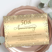 Metallic Gold Glitter 50th Wedding Anniversary