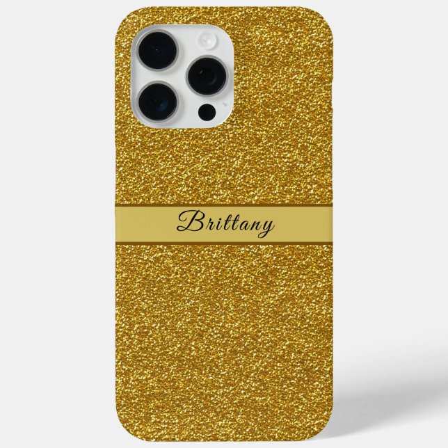 Metallic Gold Glitter Artsy Abstract Add Name Case-Mate iPhone Case (Back)