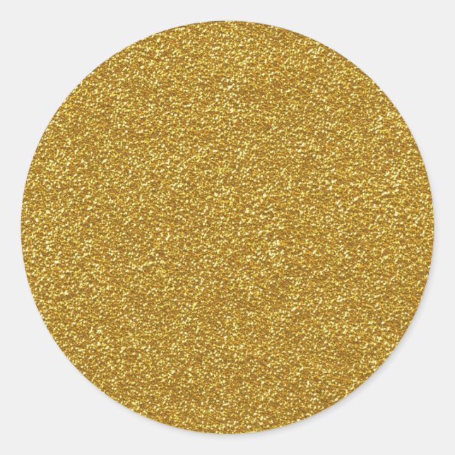 Metallic gold glitter texture classic round sticker (Front)
