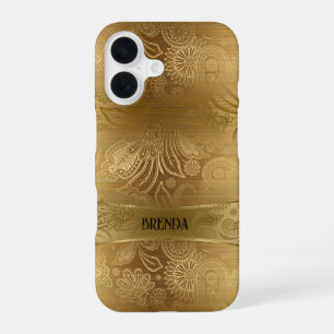 Metallic Gold & Gold Floral Paisley Pattern iPhone 16 Case