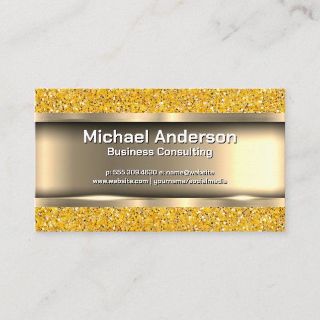 Metallic Gold | Gold Glitter Business Card (Front)