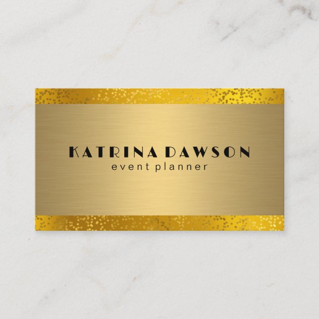 Metallic Gold | Golden Confetti Foil Business Card (Front)