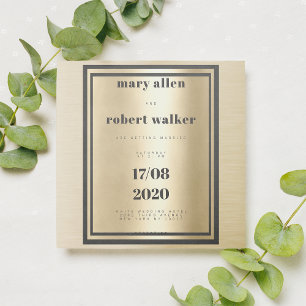 Metallic gold gradient black typography wedding invitation