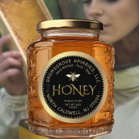 Metallic Gold Honey on Black with Bee and Border