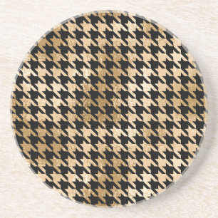Metallic gold hounds tooth, fashion pattern. coaster