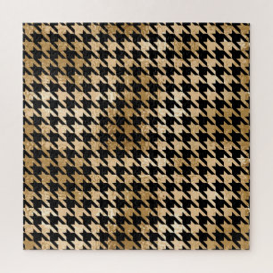 Metallic gold hounds tooth, fashion pattern. jigsaw puzzle