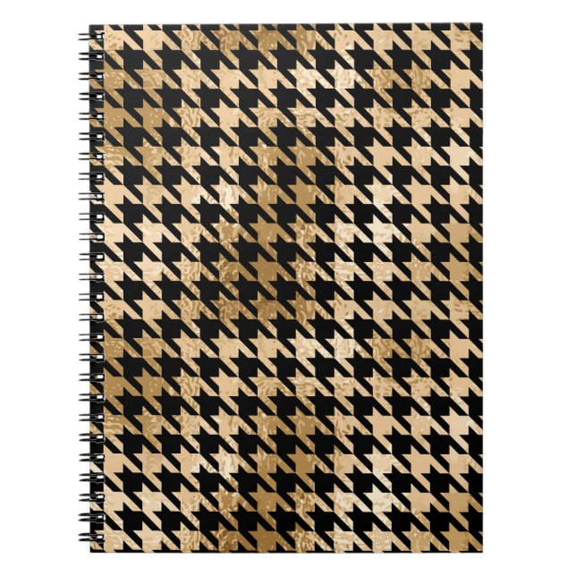 Metallic gold hounds tooth, fashion pattern. notebook (Front)