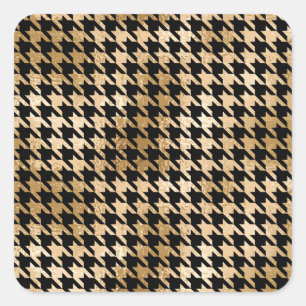 Metallic gold hounds tooth, fashion pattern. square sticker